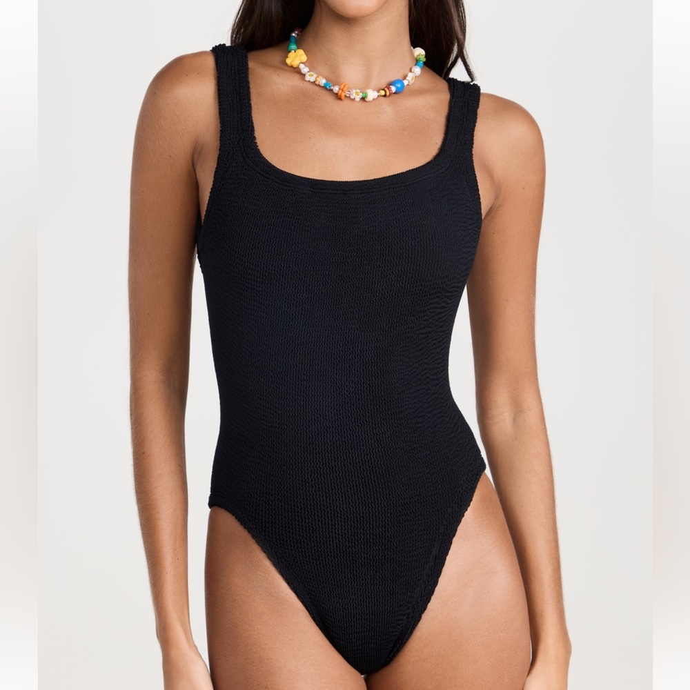 Hunza G Black Square Neck One Piece NWT